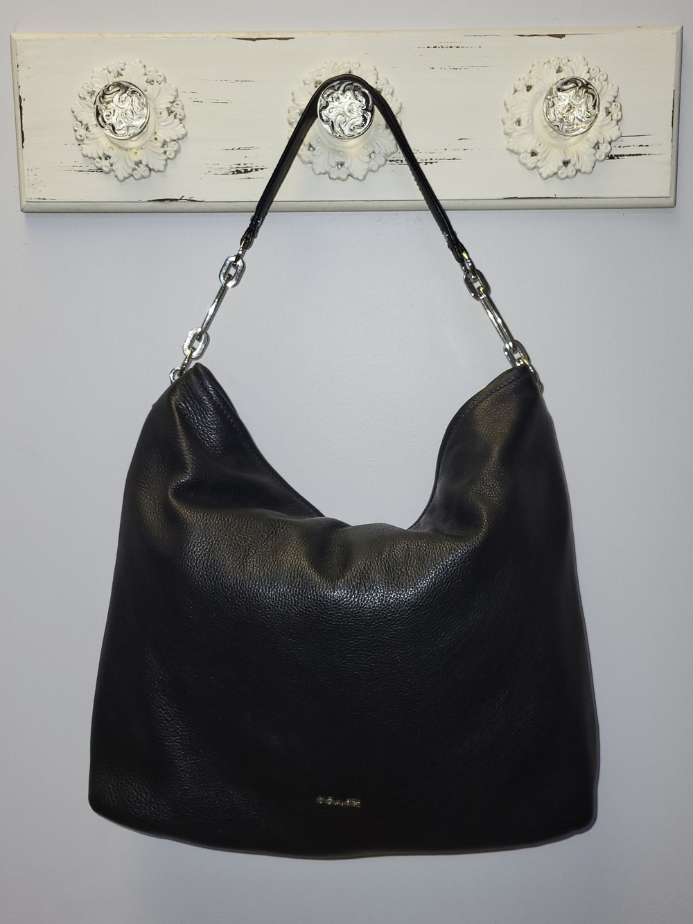 COACH Black Leather Hobo Shoulder Bag